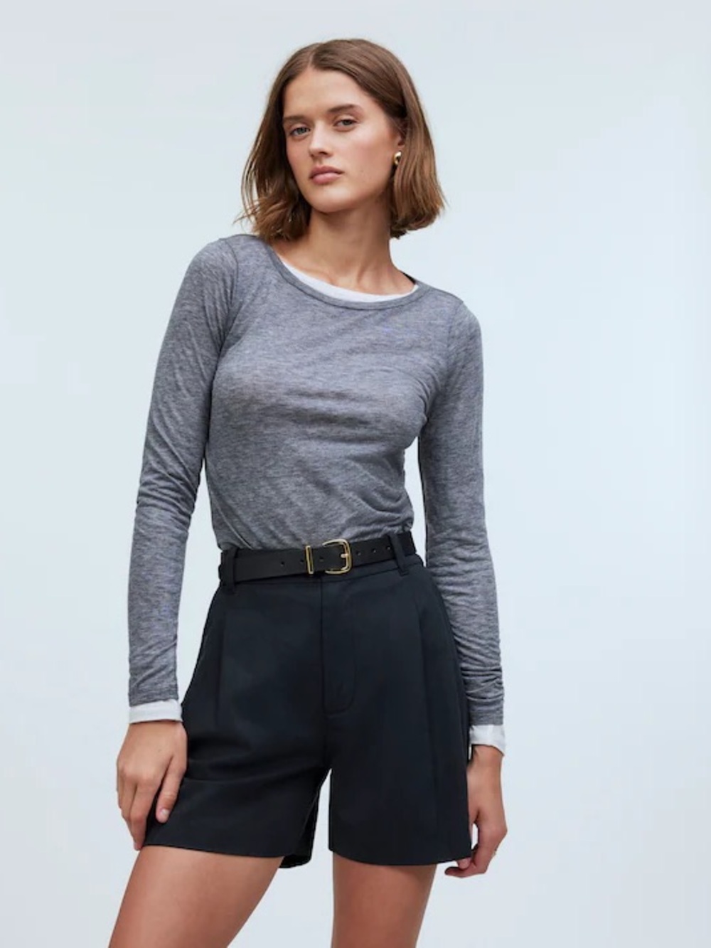 Madewell The Harlow Short in Drapey Twill in True Black size 0